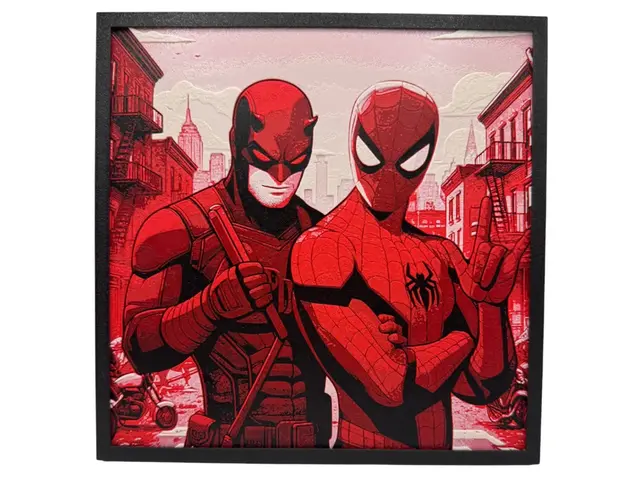 HueForge model: Spider-Man and Daredevil by BusyKikiBee