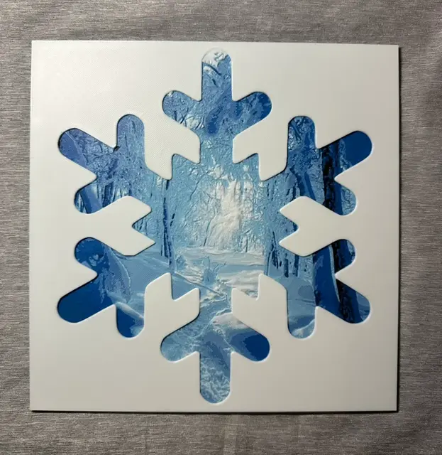 Snowy Forest Snowflake Hueforge