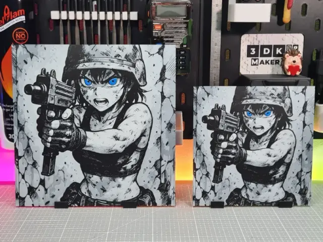 Girl Anime Uzi – Hueforge – 4 Colors