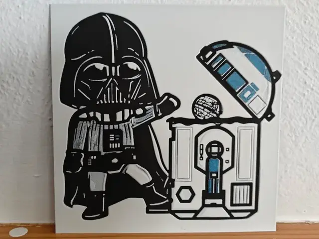 HueForge model: Hueforge Darth Vader and R2D2 by Litolunar