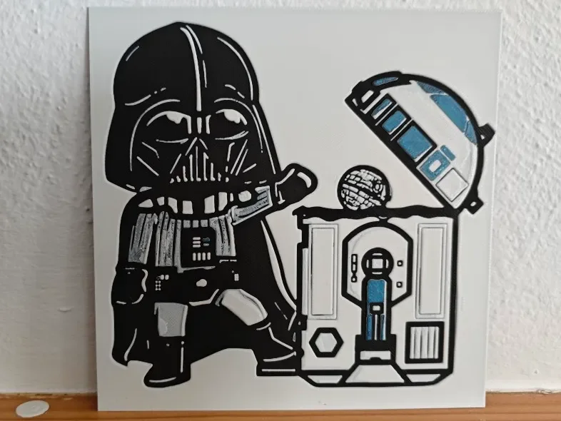 Hueforge Darth Vader and R2D2 by Litolunar HueForge model: Hueforge Darth Vader and R2D2 by Litolunar