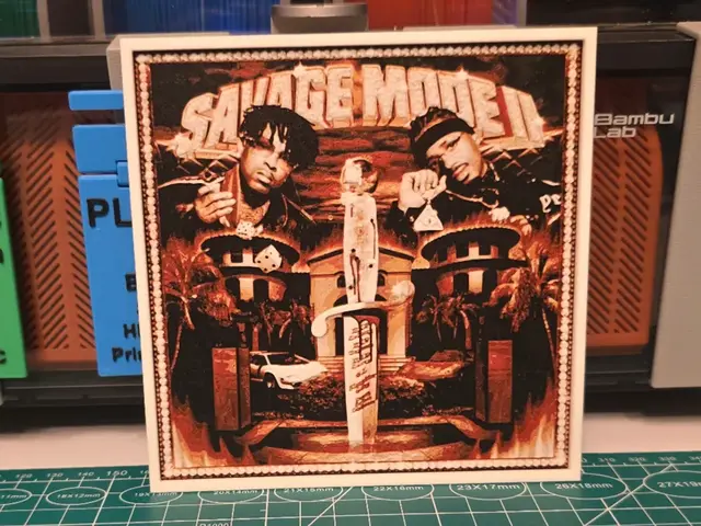 HueForge model: 21 Savage and Metro Boomin "Savage Mode II" Poster by Lumpy3D