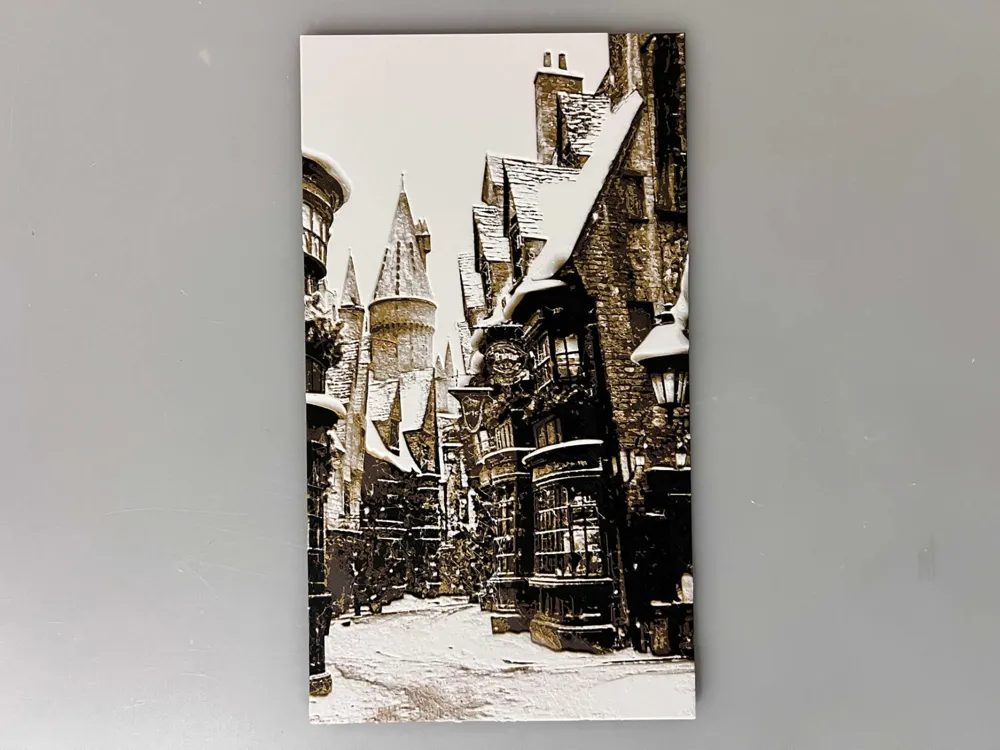 Harry Potter Hogwarts Castle thru Diagon Alley Art by 3djd HueForge model: Harry Potter Hogwarts Castle thru Diagon Alley Art by 3djd