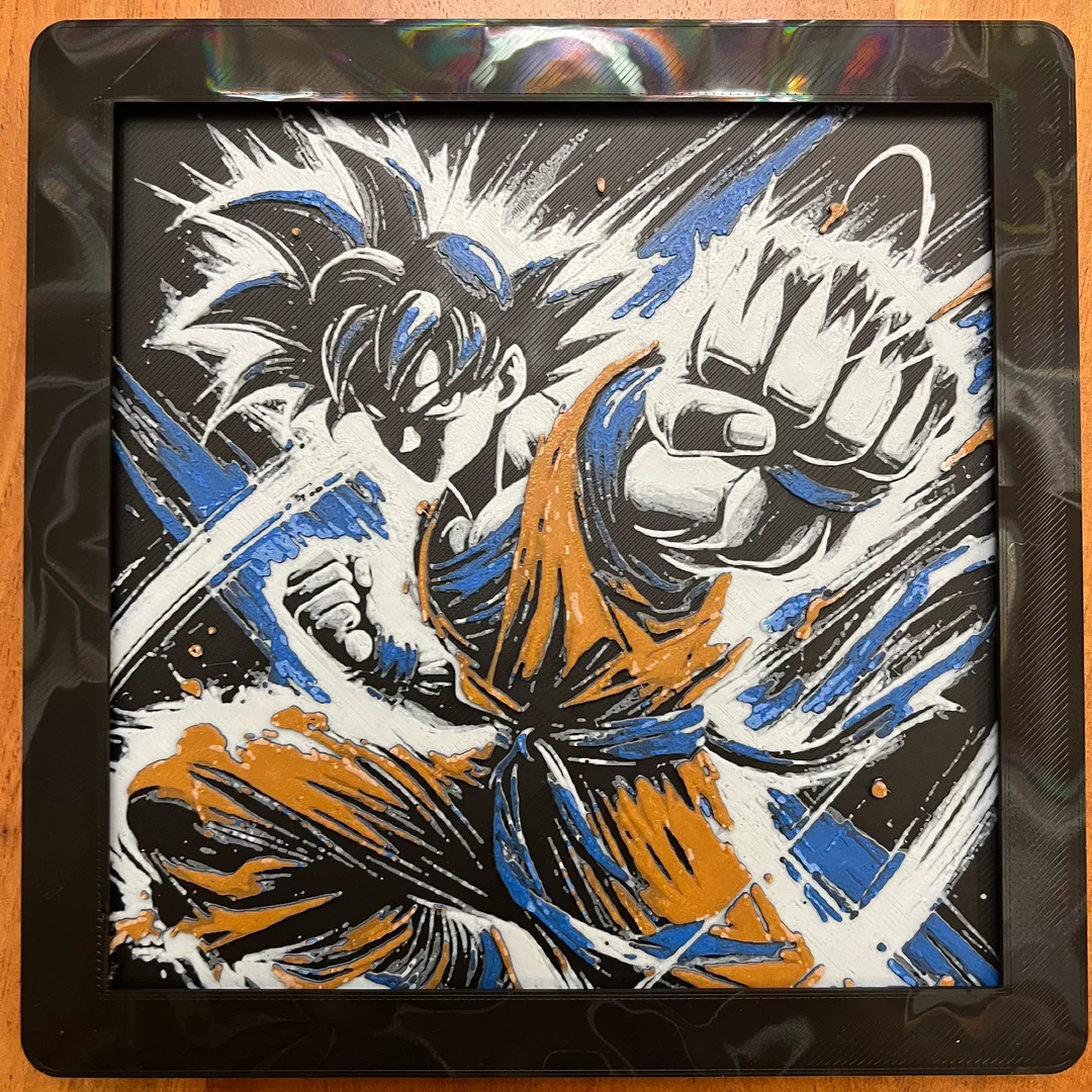 Goku Punching(Multi-colored) by JustBe 3D Printing HueForge model: Goku Punching(Multi-colored) by JustBe 3D Printing