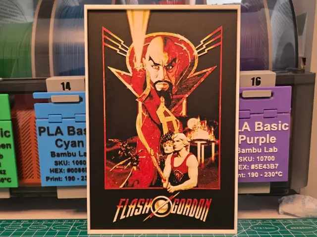 HueForge model: Flash Gordon Movie Poster - Hueforge Art by Lumpy3D