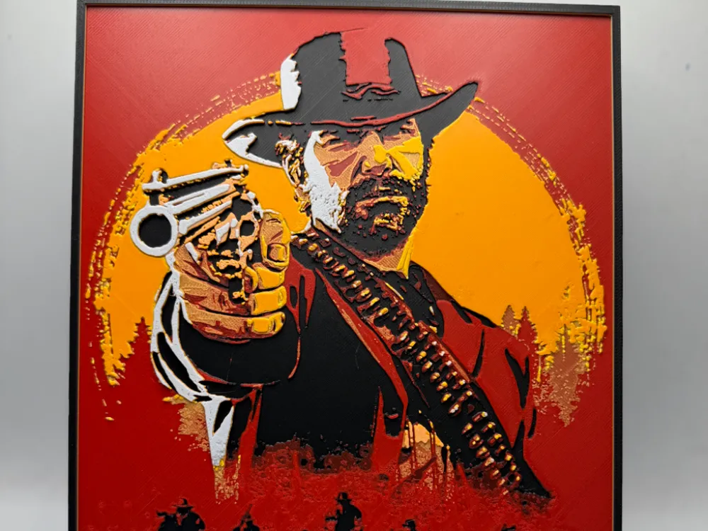 Red Dead Redemption Hueforge - Red Dead 2 Cover by MonkeyForge 3D HueForge model: Red Dead Redemption Hueforge - Red Dead 2 Cover by MonkeyForge 3D