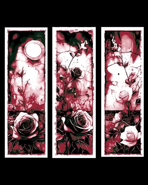 Bookmarks depicting artistic rose stylization