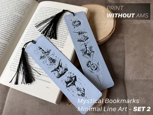 HueForge model: Mystical Bookmarks – Set 2| Minimal Line Art by Loupes