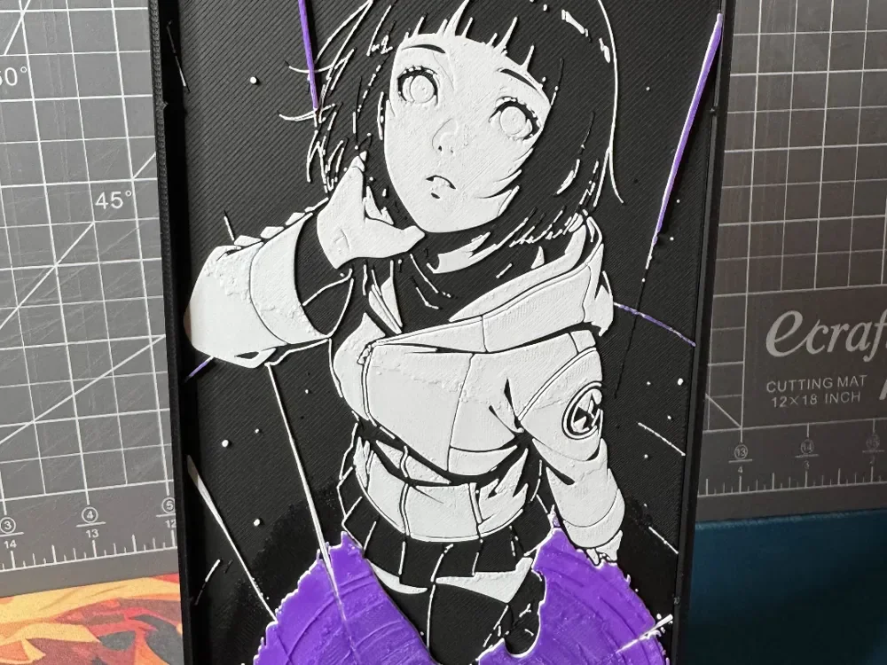 4x8 Hueforge of Hinata from naruto by SBC Creations HueForge model: 4x8 Hueforge of Hinata from naruto by SBC Creations