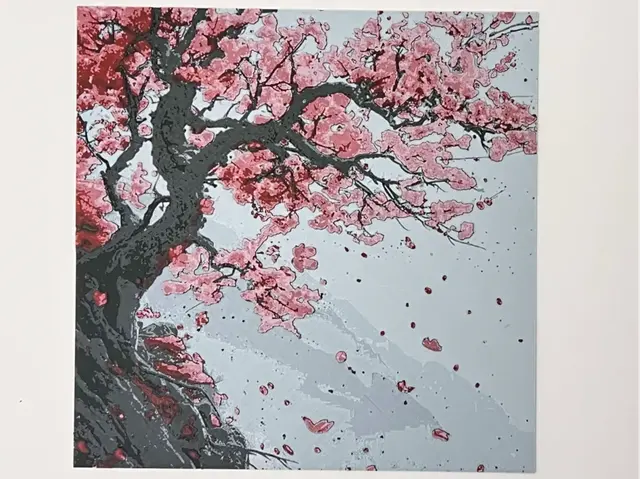 HueForge model: Cherry Blossoms Mountainside by 3djd