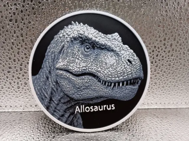 HueForge model: Allosaurus Coaster hueforge by Borishotch Industries