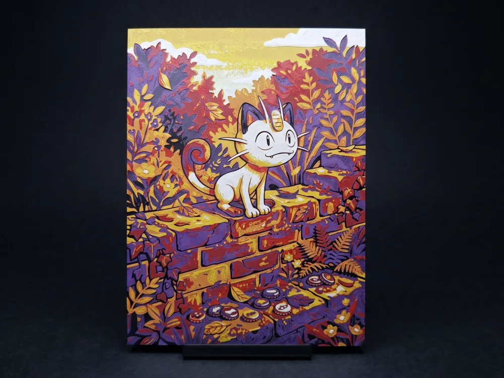 Meowth - Hueforge Wall Art by LED HueForge model: Meowth - Hueforge Wall Art by LED