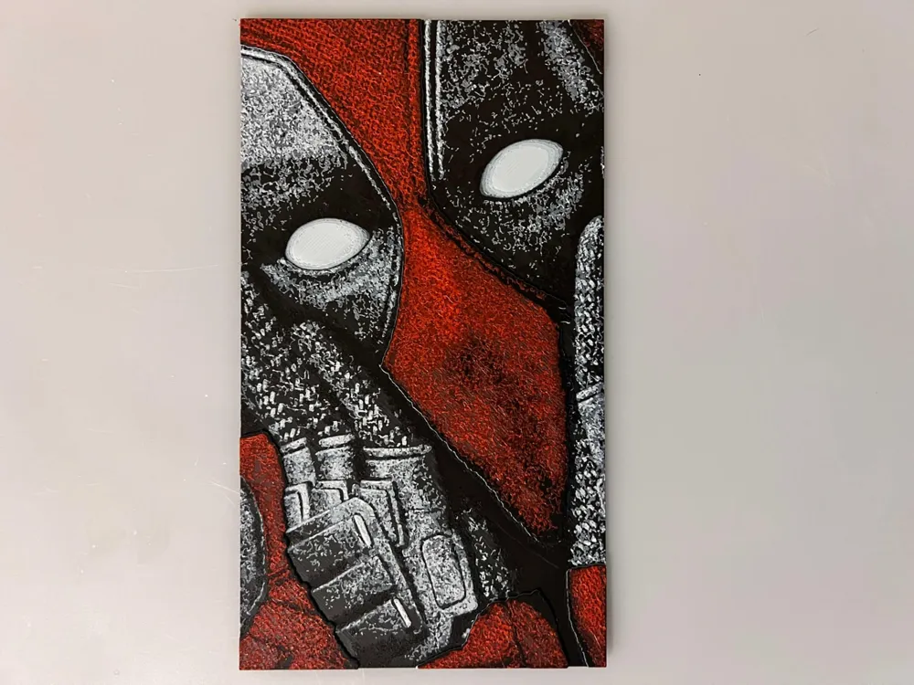 Deadpool Shocked Closeup by 3djd HueForge model: Deadpool Shocked Closeup by 3djd