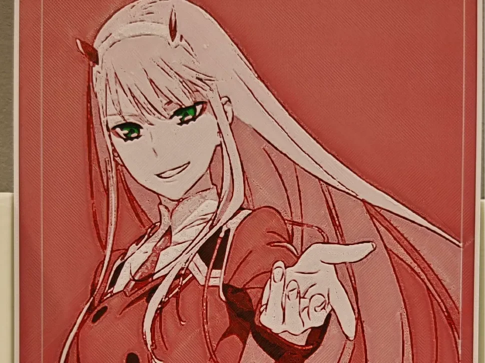 Zero Two Anime by bzz999 HueForge model: Zero Two Anime by bzz999