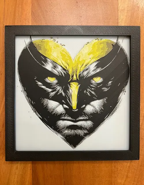 HueForge model: Heart Shaped Wolverine by JustBe 3D Printing