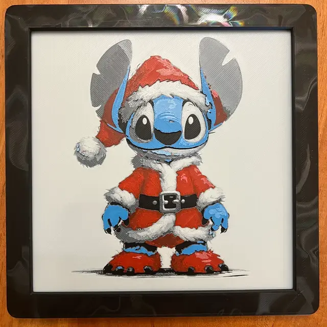 HueForge model: Stitch Dressed as Santa Claus by JustBe 3D Printing