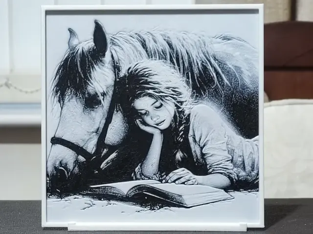 HueForge model: A Girl & Her Pony - HueForge 2 Color by BoDad