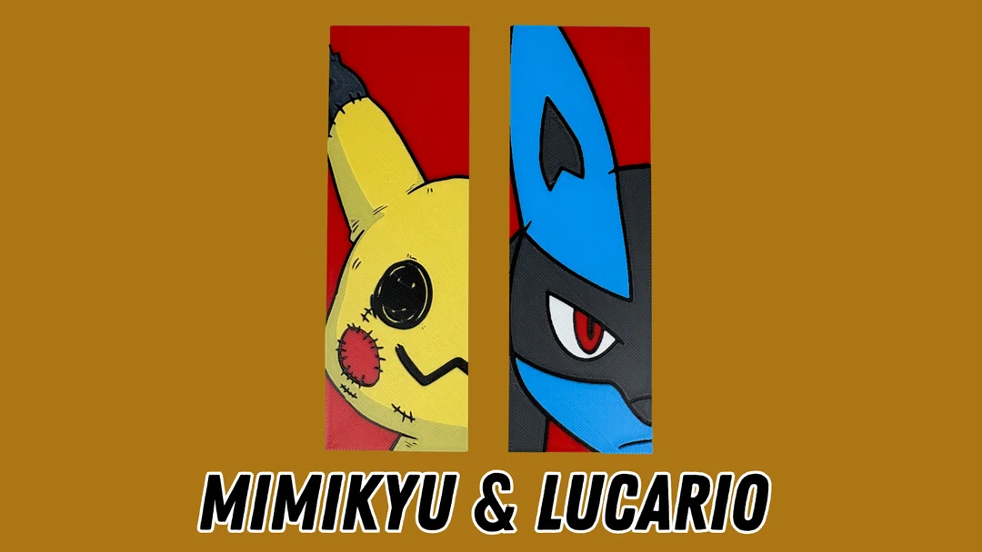 Mimikyu & Lucario - Pokemon Face Bookmarks by Canadian Gamer HueForge model: Mimikyu & Lucario - Pokemon Face Bookmarks by Canadian Gamer