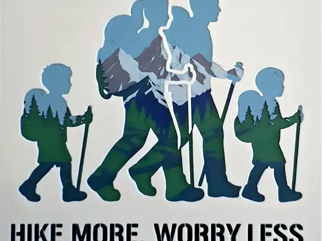 HueForge model: Hike More Worry Less Hueforge (200x200) by Side Quest Hues