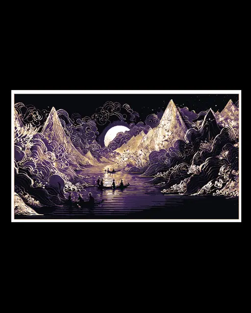 HueForge model: A gentle evening on the water - Paper art style picture - Hueforge art by BooneCo3d