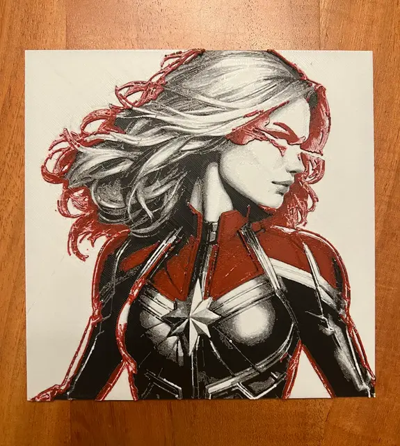 HueForge model: Captain Marvel by JustBe 3D Printing