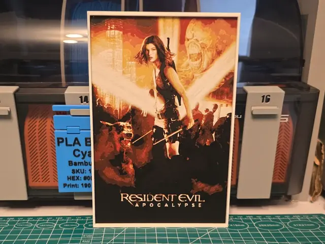 HueForge model: Resident Evil: Apocalypse Movie Poster - Hueforge by Lumpy3D
