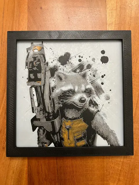 HueForge model: Rocket the Raccoon with BFG by JustBe 3D Printing