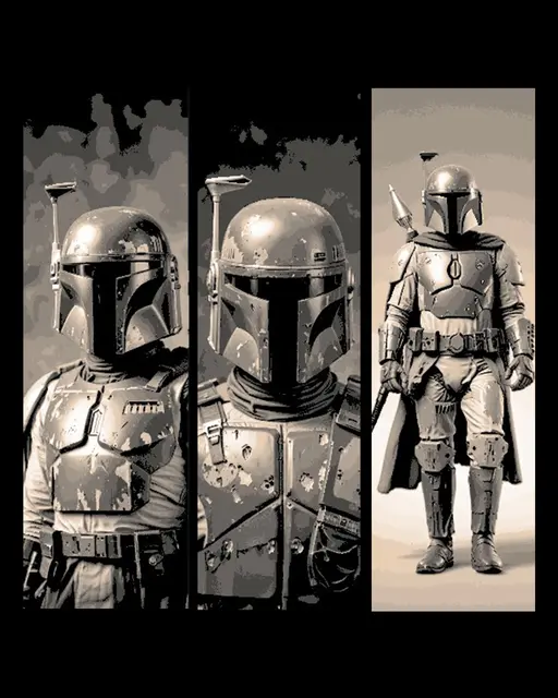HueForge model: Fan Art of Star Wars Character Bounty Hunter Boba Fett - Set of 3 Bookmarks by BooneCo3d