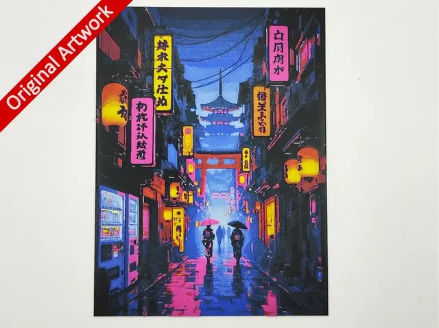 HueForge model: Kyoto Cyberpunk Travel Poster - Hueforge by Altf4-Formation