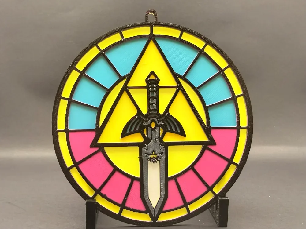 Zelda Triforce Stained Glass Hanging Print by Thadius HueForge model: Zelda Triforce Stained Glass Hanging Print by Thadius
