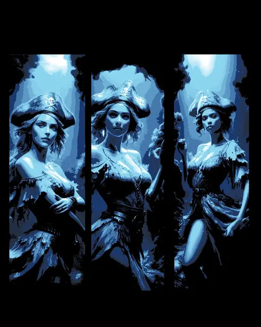 HueForge model: Davey's Locker claims the lives of Pirate Beauties - Set of Bookmarks by BooneCo3d