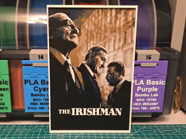 HueForge model: The Irishman Movie Poster - Hueforge Art by Lumpy3D