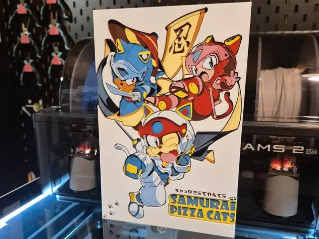 HueForge model: Samurai Pizza Cats - Hueforge by Glitch Kitten