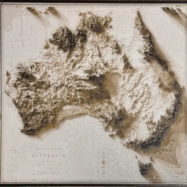 HueForge model: Topographical Map of Australia - Hueforge Print by cyanidesugar