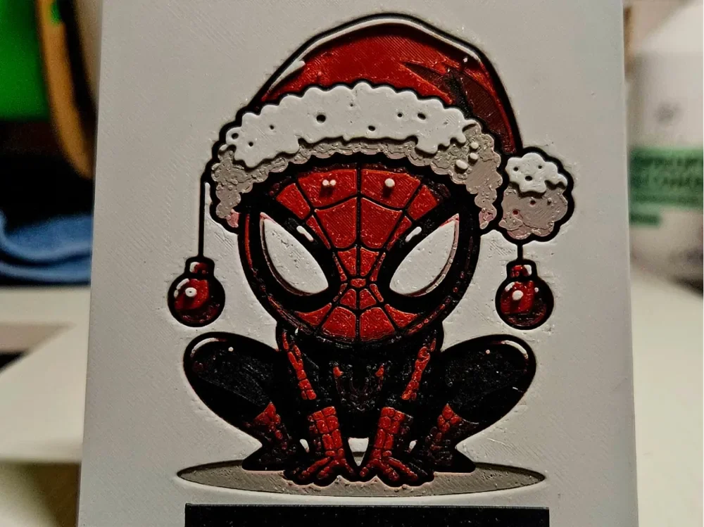 Christmas mini Spiderman by Mano's 3d_Art HueForge model: Christmas mini Spiderman by Mano's 3d_Art