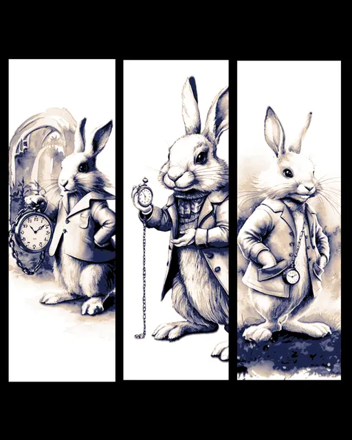 HueForge model: Always out of Time - the white rabbit from Alice in Wonderland - Set of bookmarks by BooneCo3d