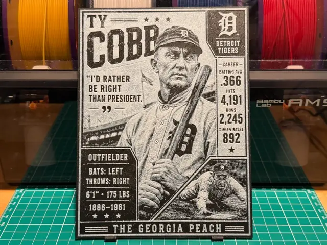 HueForge model: Ty Cobb Vintage Baseball Card by liv_3d