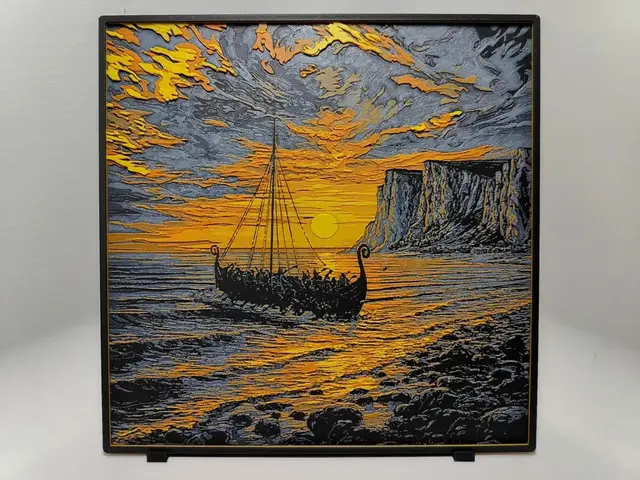 HueForge model: Viking Landing Sunset - Hueforge by BeaN