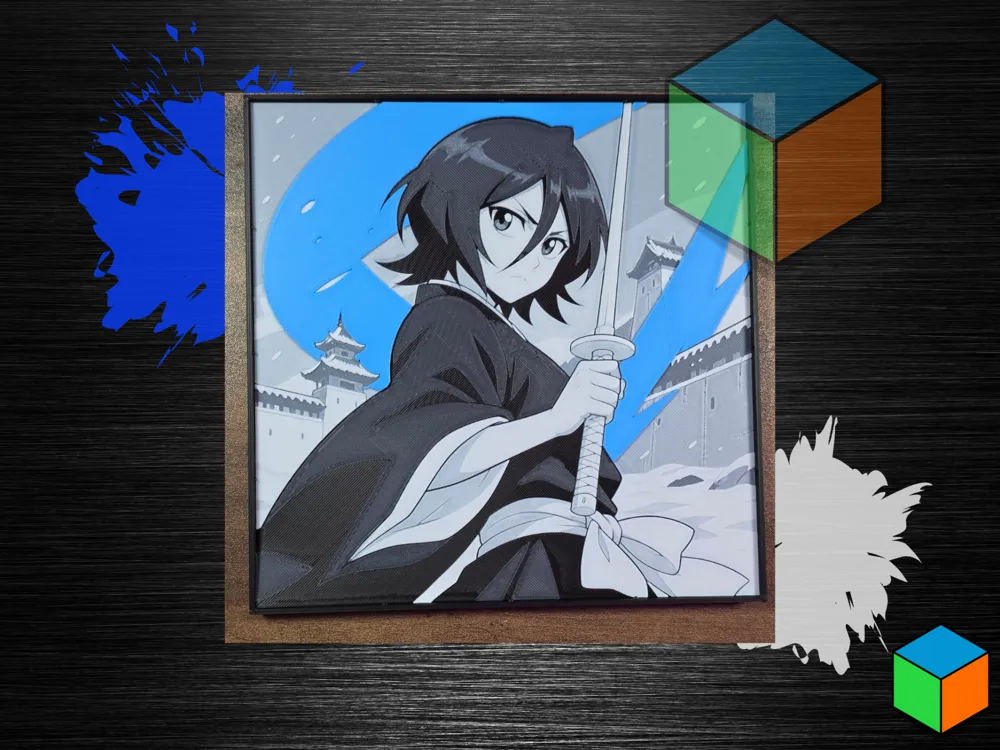 Rukia Kuchiki Color Pop | Bleach HueForge by 3D Prints By Vic HueForge model: Rukia Kuchiki Color Pop | Bleach HueForge by 3D Prints By Vic