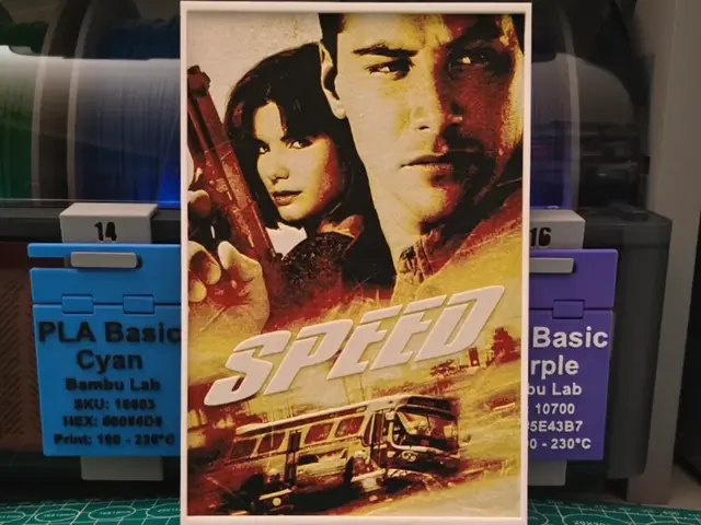 HueForge model: Speed Movie Poster - Hueforge Art by Lumpy3D