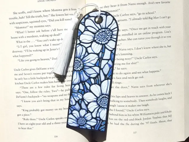 Bookmark, Stained Glass Flowers, Blue