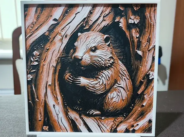 HueForge model: Wood Carving Beaver - HueForge 3 Color by BoDad