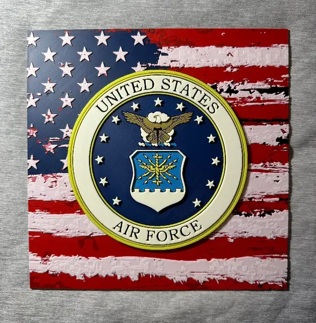 HueForge model: US Flag & Air Force Logo Hueforge by Hey Ben