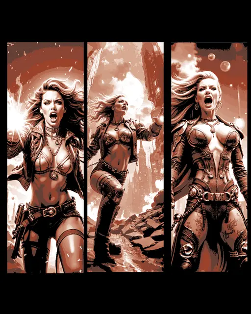 HueForge model: Fantasy superheroine unleashes her rage and power - Set of bookmarks by BooneCo3d