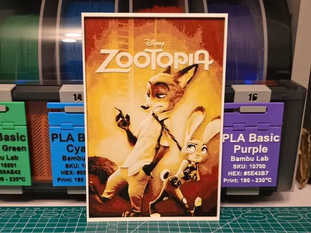 HueForge model: Zootopia Movie Poster - Hueforge Art by Lumpy3D