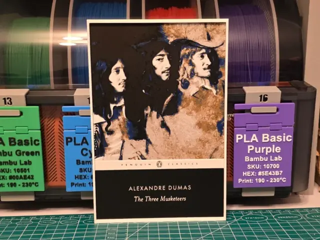 HueForge model: The Three Musketeers Book Poster - Hueforge Art by Lumpy3D