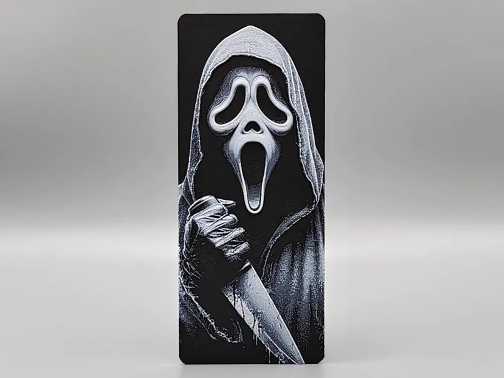 Ghostface Scream Bookmark by Sarge HueForge model: Ghostface Scream Bookmark by Sarge