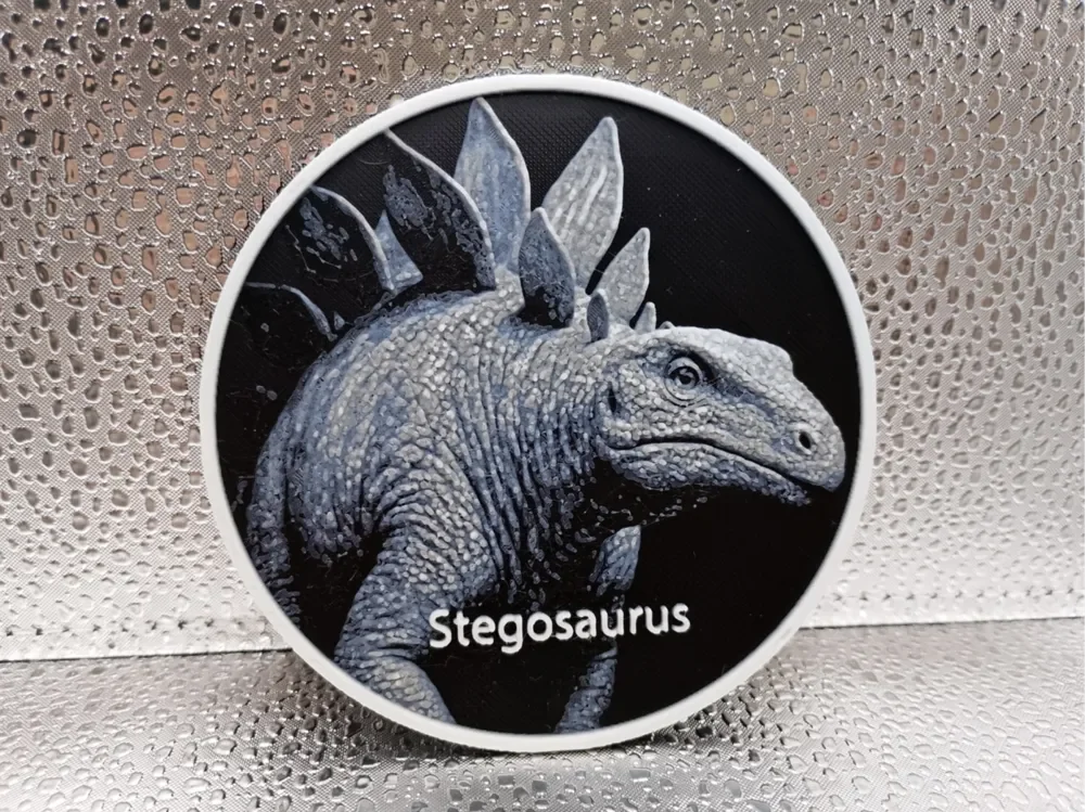 Stegosaurus Coaster hueforge by Borishotch Industries HueForge model: Stegosaurus Coaster hueforge by Borishotch Industries