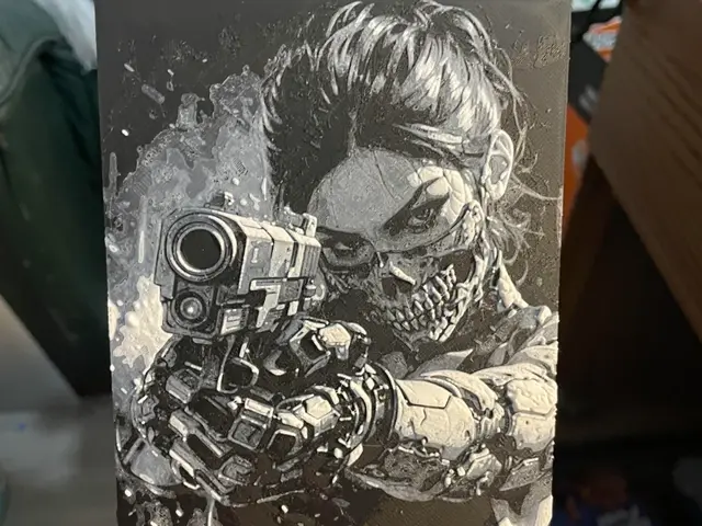 HueForge model: Cyborg Woman with a Gun by Advancedtechworldwide