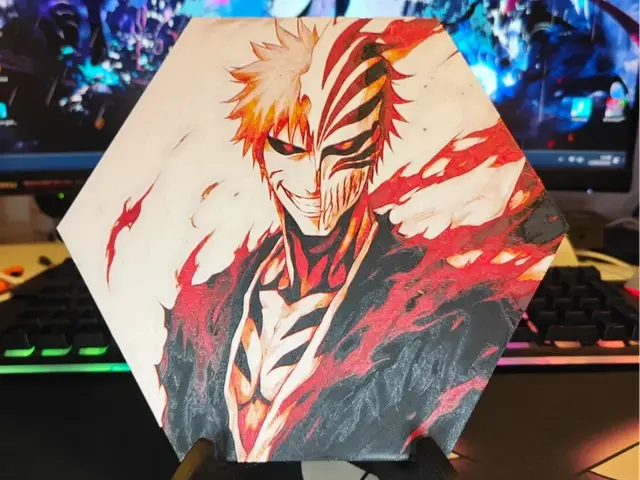 HueForge model: Hueforge Ichigo Kurosaki (Bleach) honeycomb mode by JGz3DMaker